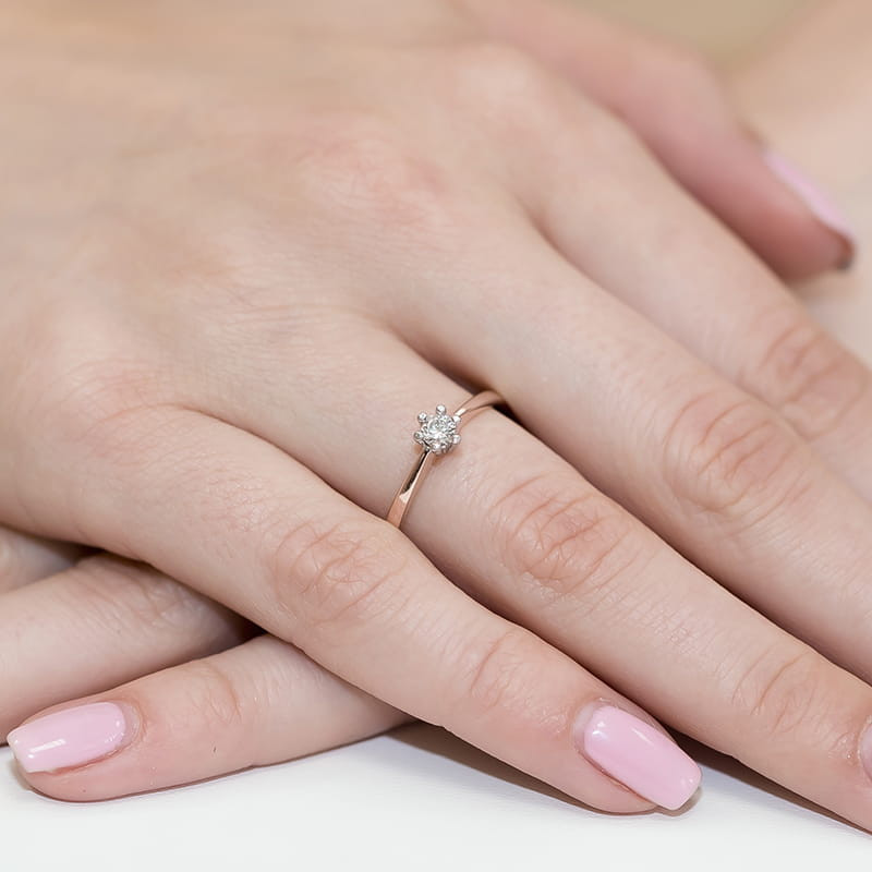 Pierścionek W256 Diament 0,20ct różowe złoto
