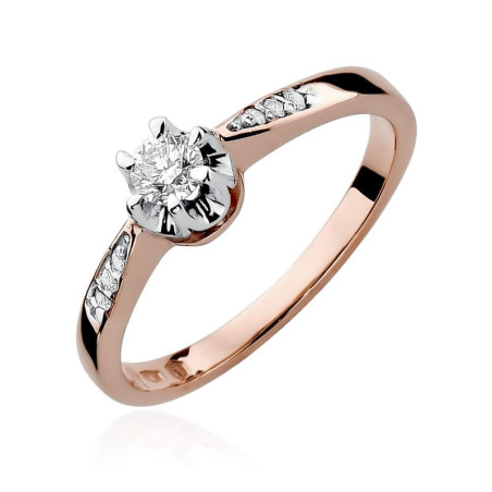 Pierścionek W291 Diament 0,23ct różowe złoto
