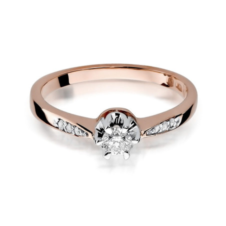 Pierścionek W291 Diament 0,23ct różowe złoto