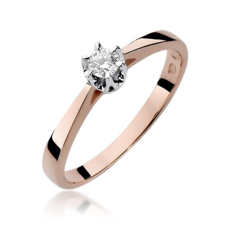 Pierścionek W295 Diament 0,15ct różowe złoto