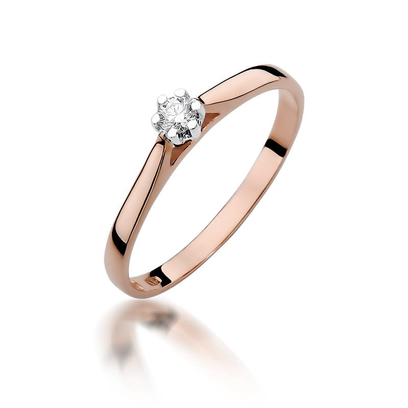Pierścionek W311 Diament 0,10ct różowe złoto