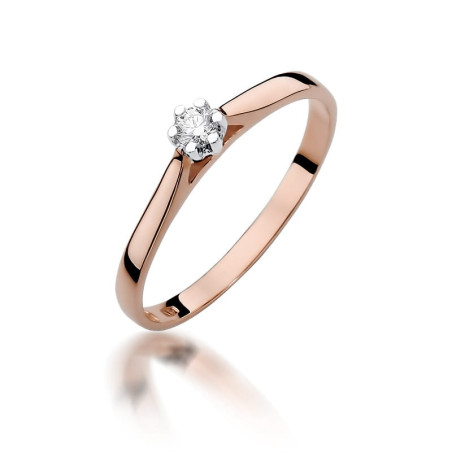 Pierścionek W311 Diament 0,10ct różowe złoto