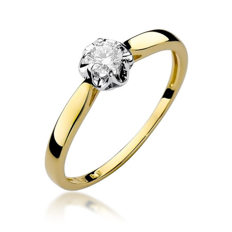 "Pierścionek W062 z diamentem 0,15ct w żółtym złocie - Daimana.p