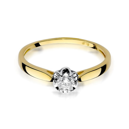 "Pierścionek W062 z diamentem 0,15ct w żółtym złocie - Daimana.p