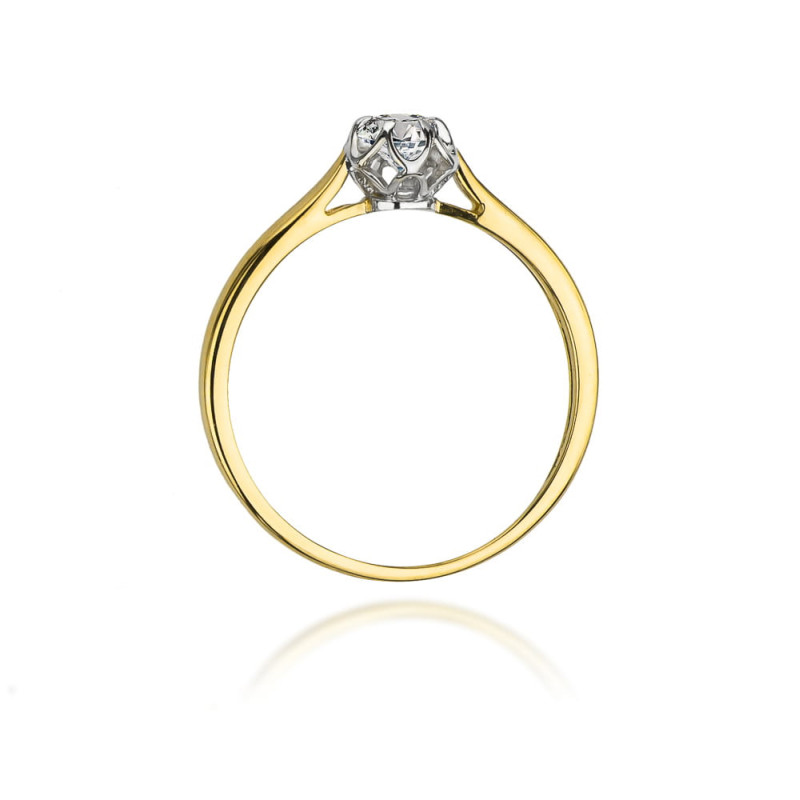 "Pierścionek W062 z diamentem 0,15ct w żółtym złocie - Daimana.p