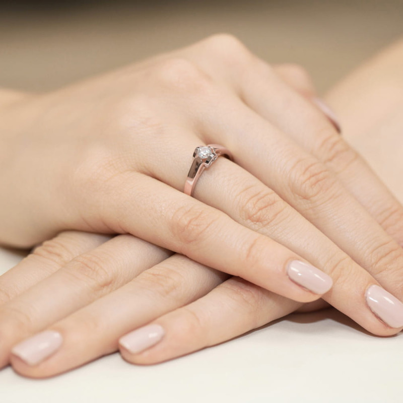Pierścionek W320 Diament 0,30ct różowe złoto