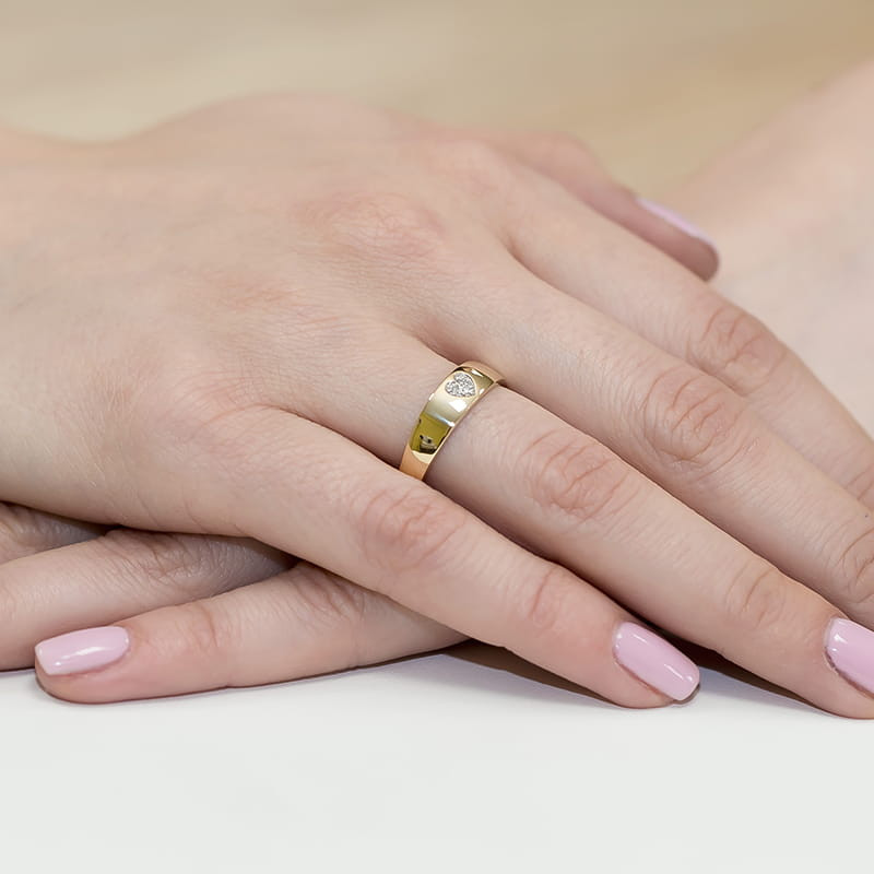 "Pierścionek W064 z diamentami żółte złoto - Daimana.pl: Ekskluz