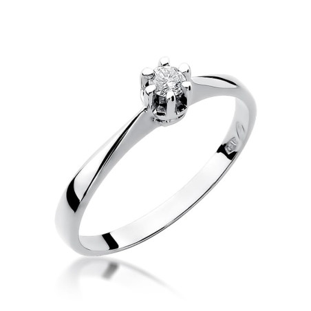 Pierścionek W036 Diament 0,10ct białe złoto