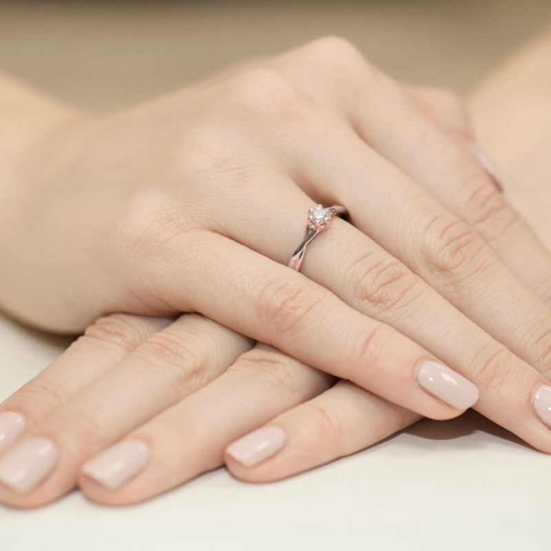 Pierścionek W340B Diament 0,20ct różowe złoto
