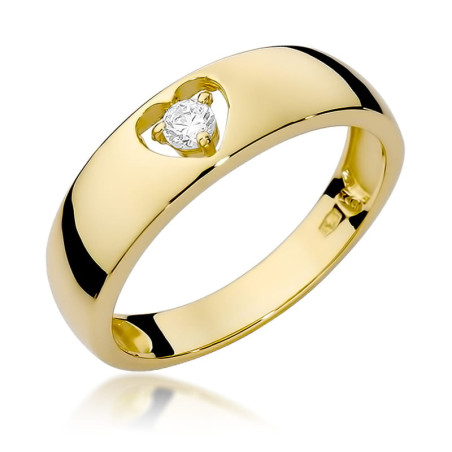 "Pierścionek W071 z diamentem 0,10ct w żółtym złocie - Daimana.p