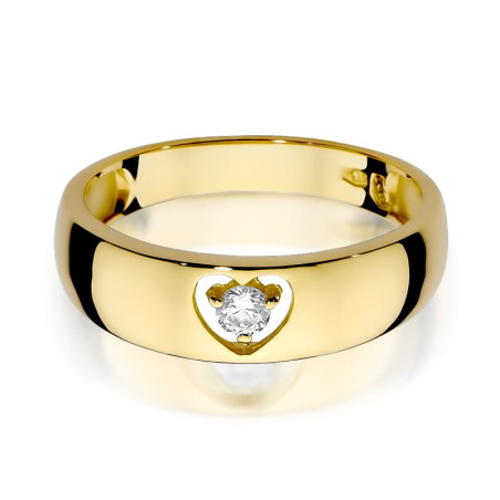 "Pierścionek W071 z diamentem 0,10ct w żółtym złocie - Daimana.p