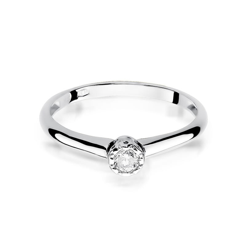 Pierścionek W042 Diament 0,13ct białe złoto