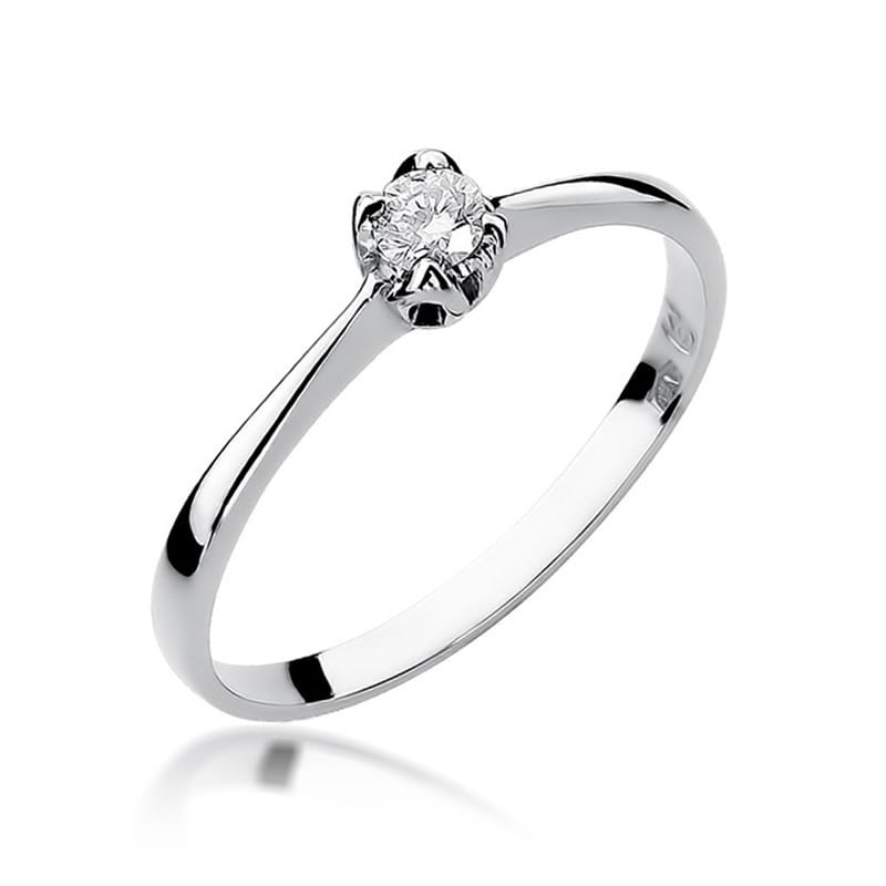 Pierścionek W047 Diament 0,10ct białe złoto