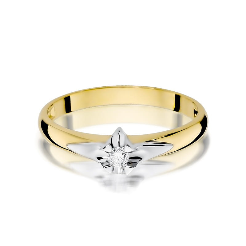 "Pierścionek W088 Diament 0,04ct Żółte Złoto - Daimana.pl"