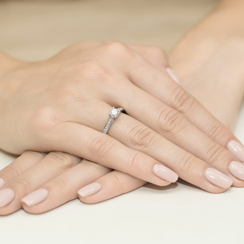 Pierścionek W052 Diament 0,30ct białe złoto