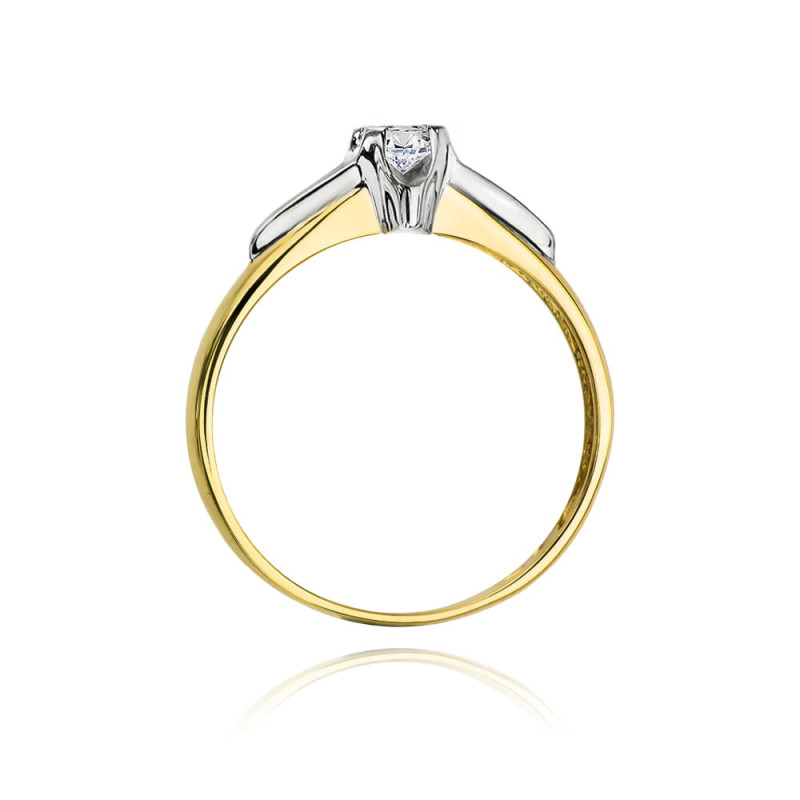 "Pierścionek W088 Diament 0,12ct w żółtym złocie - Daimana.pl"