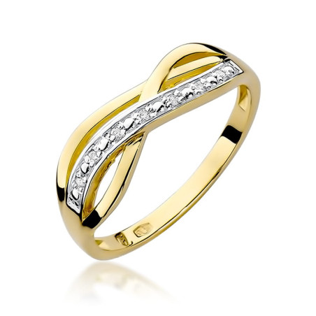 "Pierścionek W090 z diamentami żółte złoto - elegancki dodatek o