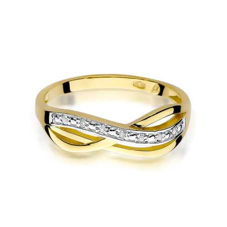 "Pierścionek W090 z diamentami żółte złoto - elegancki dodatek o