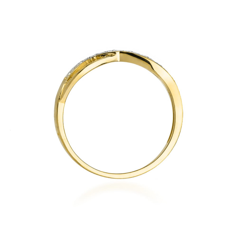 "Pierścionek W090 z diamentami żółte złoto - elegancki dodatek o