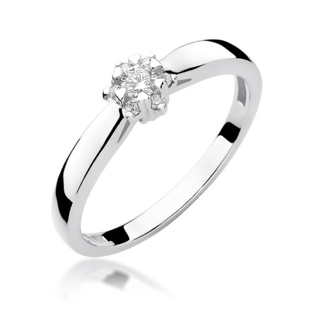 Pierścionek W061 Diament 0,10ct białe złoto