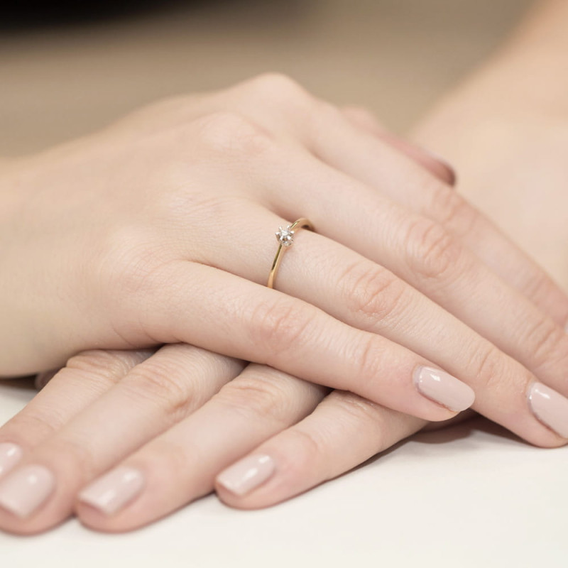 "Pierścionek W111 Diament 0,04ct żółte złoto - Daimana.pl: Najwy