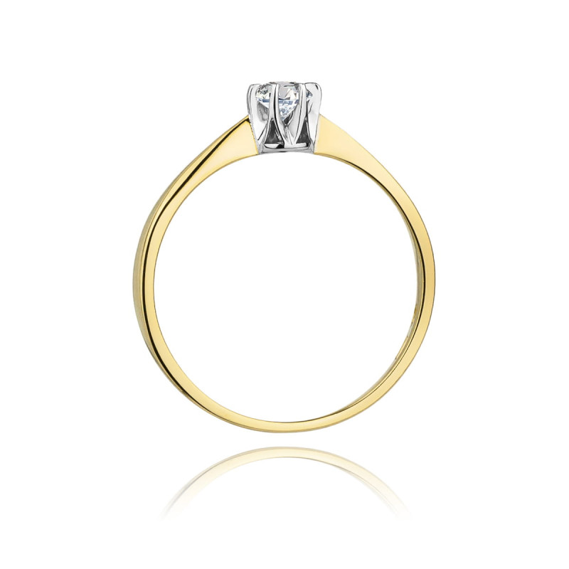 "Pierścionek W111 z diamentem 0,15ct w żółtym złocie - Daimana.p