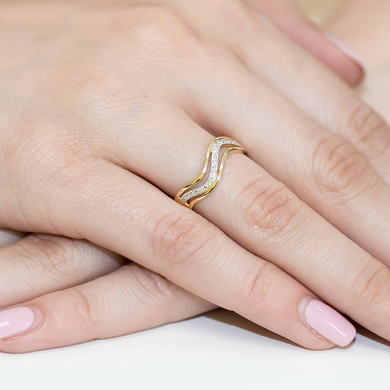 "Pierścionek W116 z diamentami żółte złoto - Daimana.pl: Eleganc