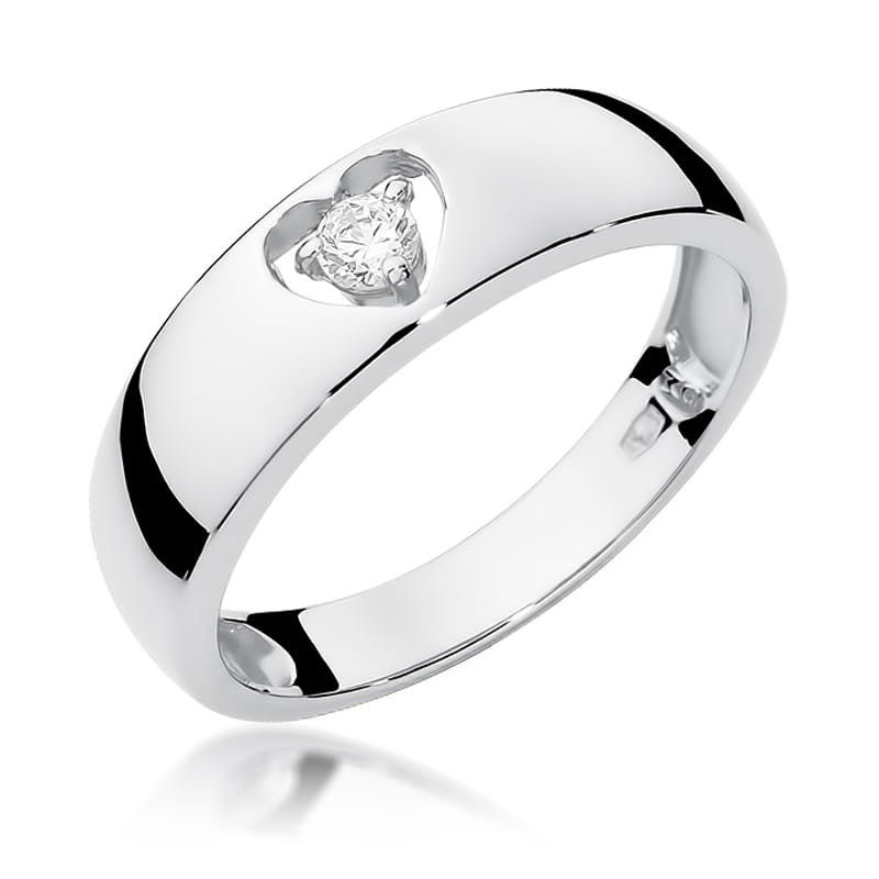 Pierścionek W071 Diament 0,10ct białe złoto