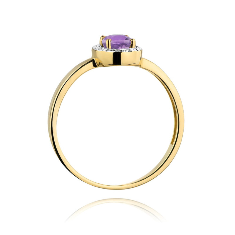 "Pierścionek W330 Ametyst 0,40ct żółte złoto - elegancki pierśc