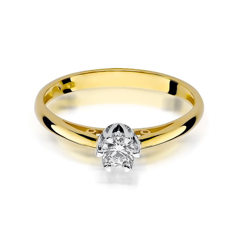 "Pierścionek W133 Diament 0,15ct żółte złoto - Daimana.pl | Najw