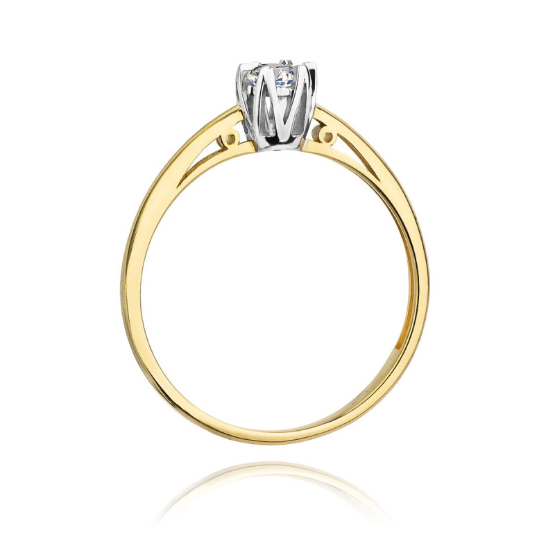 "Pierścionek W133 Diament 0,15ct żółte złoto - Daimana.pl | Najw
