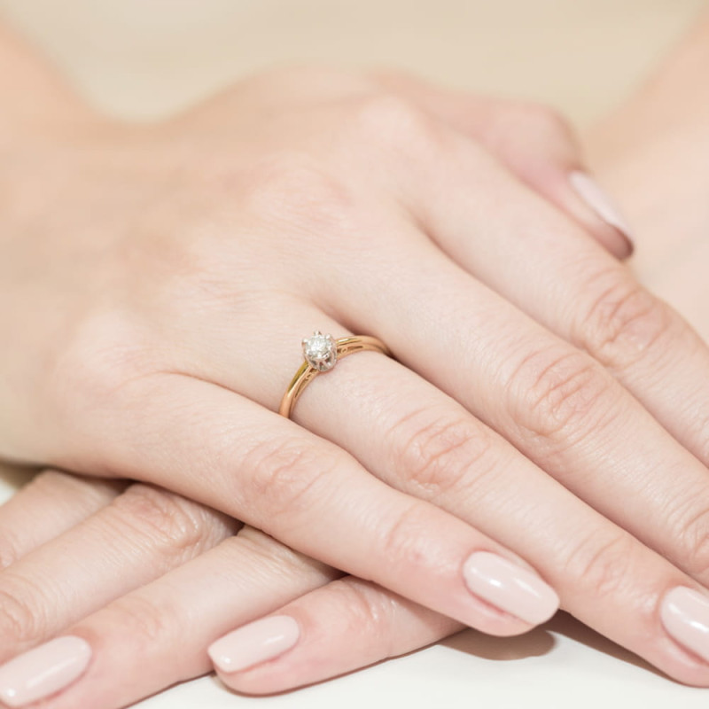 "Pierścionek W133 Diament 0,15ct żółte złoto - Daimana.pl | Najw