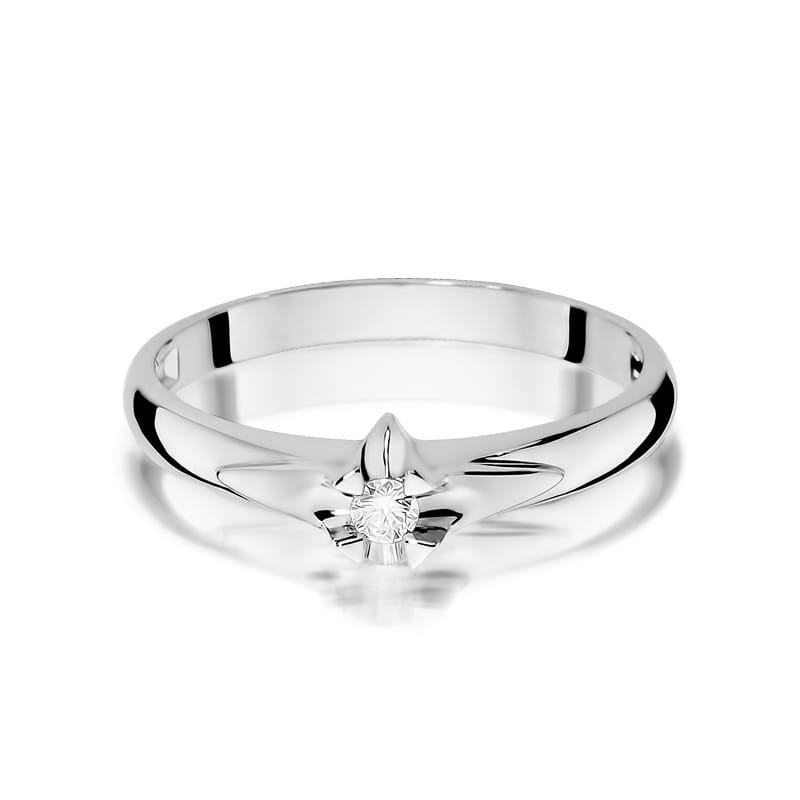Pierścionek W088 Diament 0,04ct białe złoto