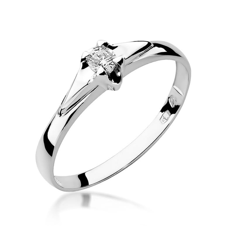 Pierścionek W088 Diament 0,08ct białe złoto