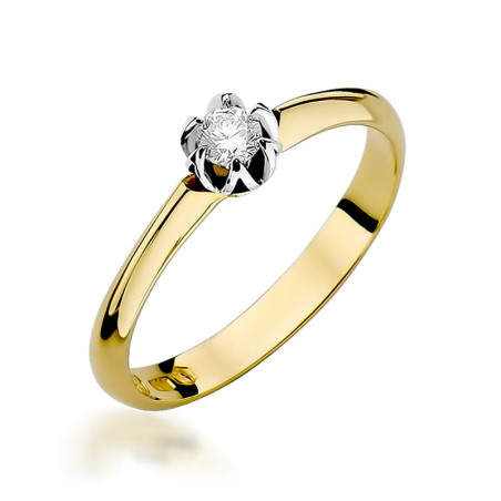 "Pierścionek W134 z diamentem 0,10ct w żółtym złocie - Daimana.p