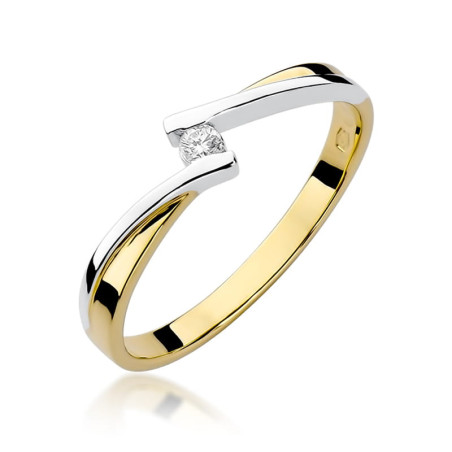 "Pierścionek W137 Diament 0,04ct żółte złoto | Daimana.pl - Najw