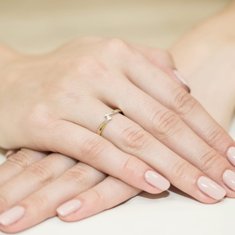 "Pierścionek W137 Diament 0,04ct żółte złoto | Daimana.pl - Najw