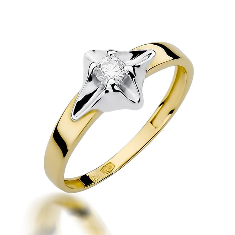"Pierścionek W155 Diament 0,12ct Żółte Złoto - Daimana.pl"