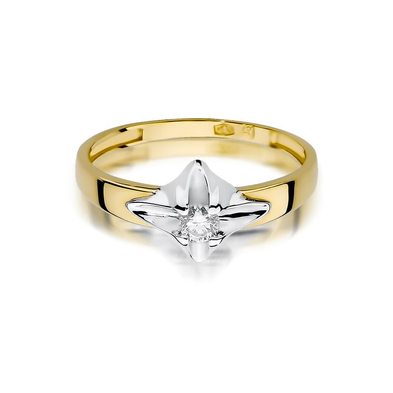 "Pierścionek W155 Diament 0,12ct Żółte Złoto - Daimana.pl"