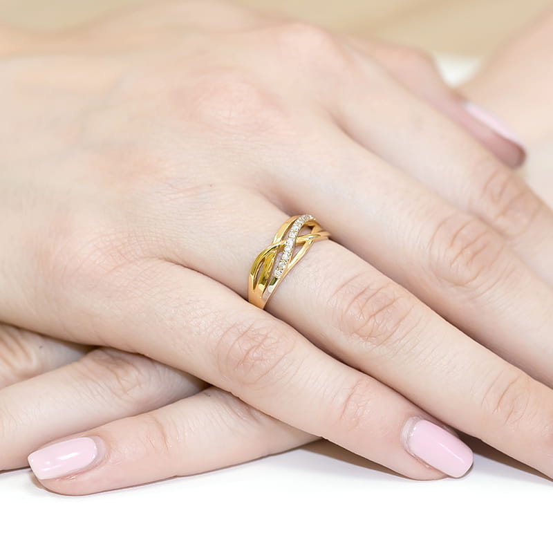 "Pierścionek W157 z diamentami żółte złoto Daimana.pl - eleganck