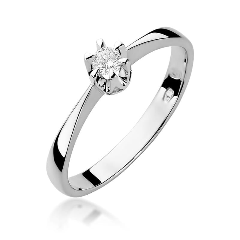 Pierścionek W111 Diament 0,15ct białe złoto