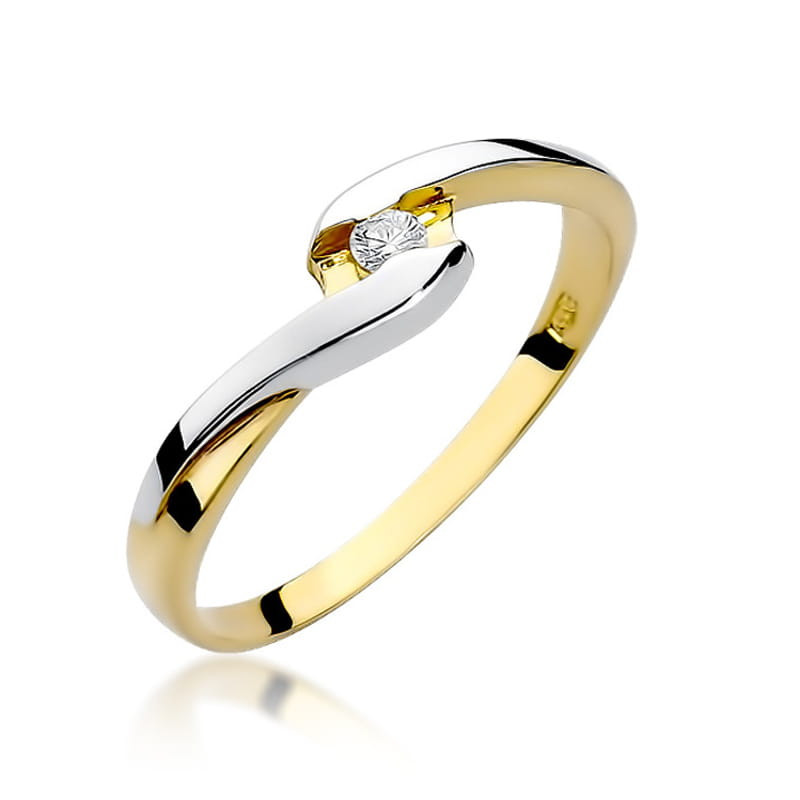 "Pierścionek W158 Diament 0,05ct żółte złoto - Daimana.pl"
