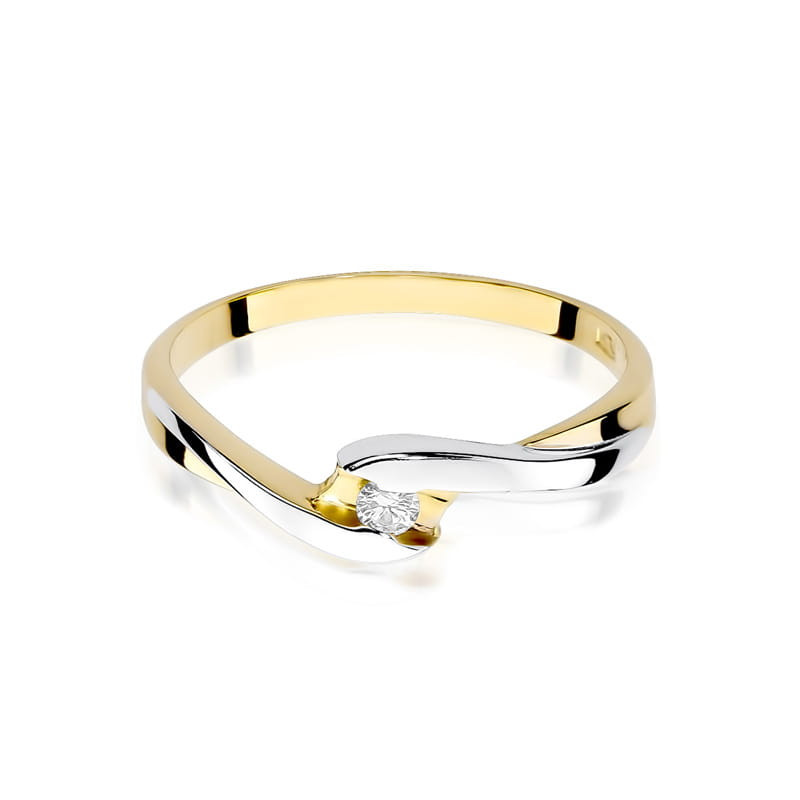 "Pierścionek W158 Diament 0,05ct żółte złoto - Daimana.pl"