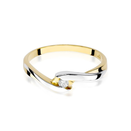 "Pierścionek W158 Diament 0,05ct żółte złoto - Daimana.pl"
