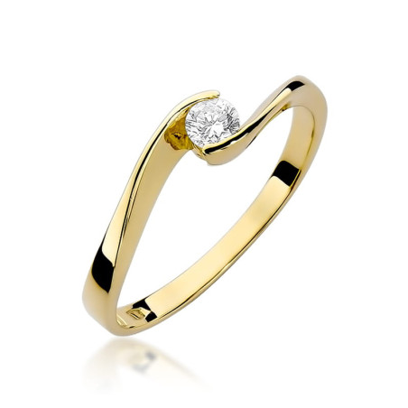 "Pierścionek W160 | Diament 0,13ct | Żółte złoto | Daimana.pl"
