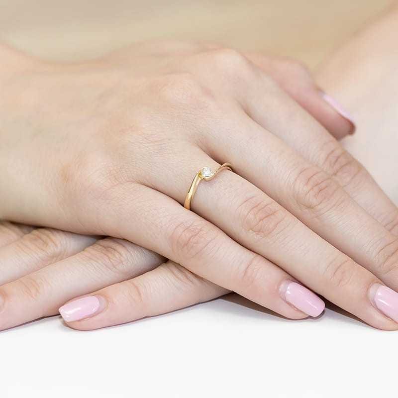 "Pierścionek W160 | Diament 0,13ct | Żółte złoto | Daimana.pl"
