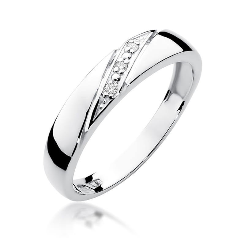 Pierścionek W0118 z diamentami białe złoto