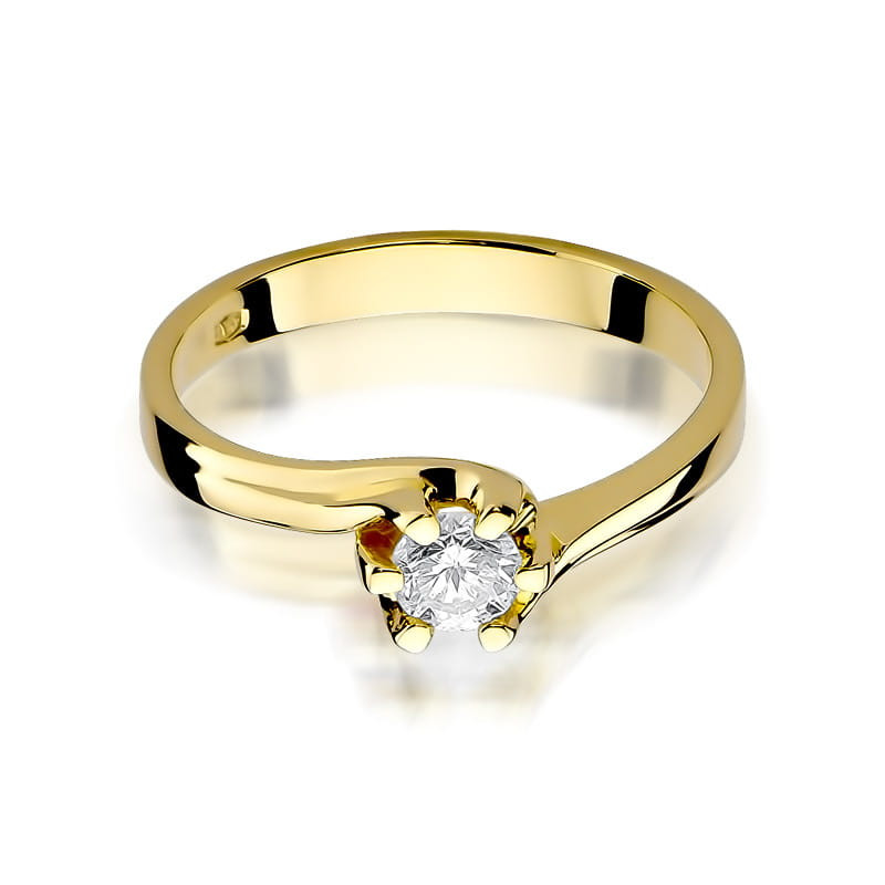 "Pierścionek W163 Diament 0,30ct żółte złoto - Daimana.pl: Najwy