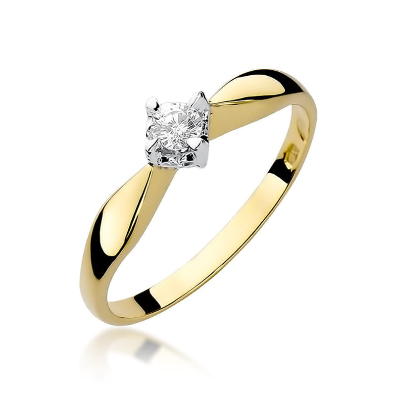"Pierścionek W171 Diament 0,12ct żółte złoto - Daimana.pl: Najwy