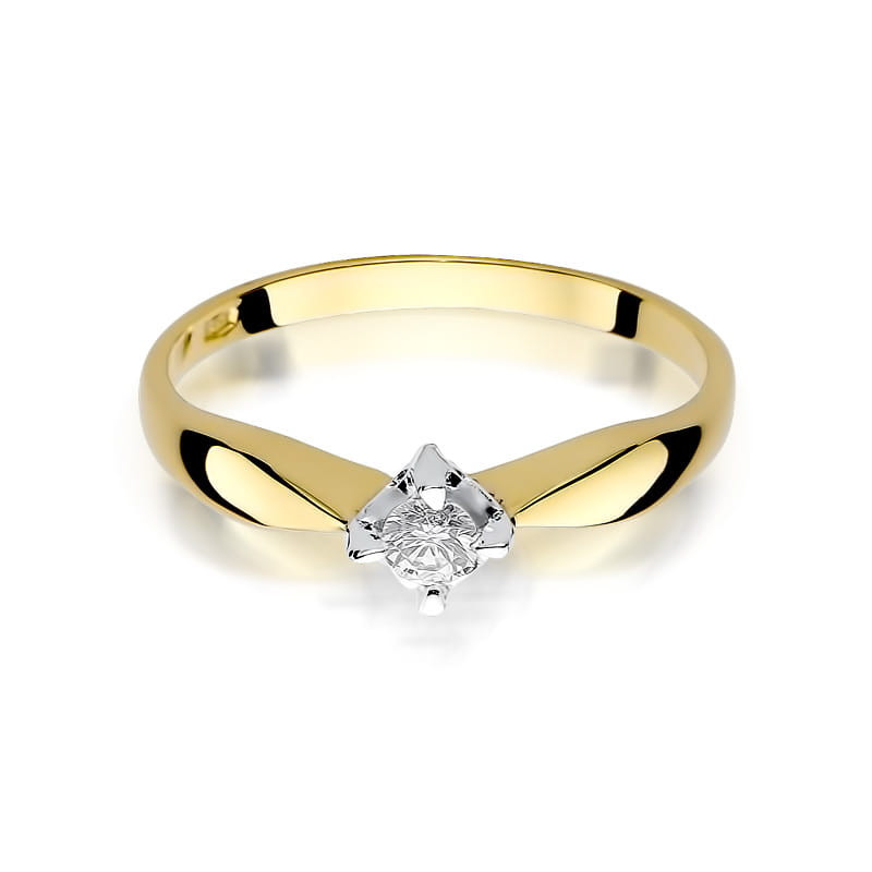 "Pierścionek W171 Diament 0,12ct żółte złoto - Daimana.pl: Najwy